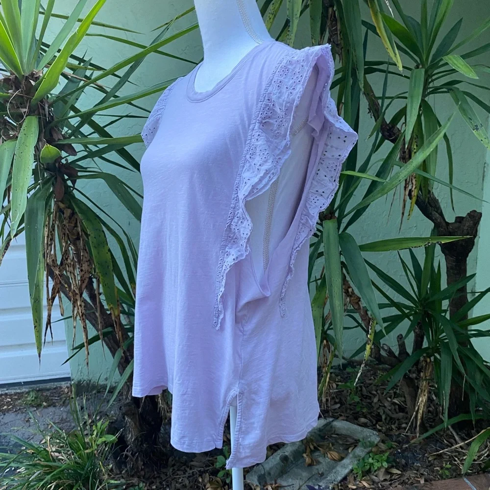 Anthropologie Light Purple Ruffle Muscle Tank - Picture 5 of 8